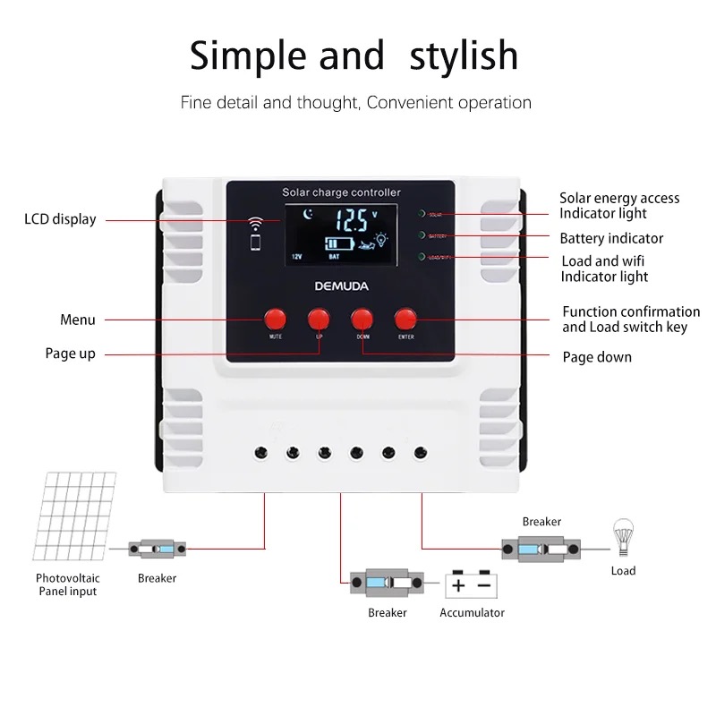 뜨거운 판매 12V 24V 48V 태양 광 충전 컨트롤러 60A 태양 광 컨트롤러 WIFI 앱 PMW 태양 광 충전기 컨트롤러 10A 20A 30A 40A 50A 가정용 태양 광 시스템