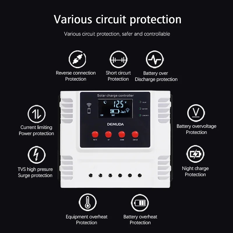 뜨거운 판매 12V 24V 48V 태양 광 충전 컨트롤러 60A 태양 광 컨트롤러 WIFI 앱 PMW 태양 광 충전기 컨트롤러 10A 20A 30A 40A 50A 가정용 태양 광 시스템