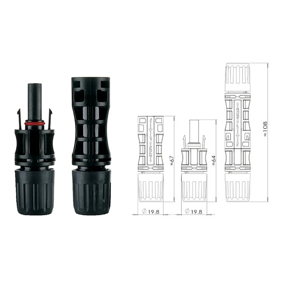 1pin 남성 여성 PV 방수 태양 전지 패널 케이블 커넥터 PV 에너지 시스템에 대 한 30A 1500V 태양 커넥터